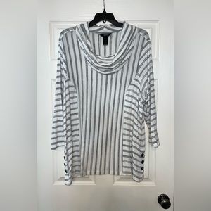 Women’s Ali Miles Black and White Striped Top Plus Size 3X